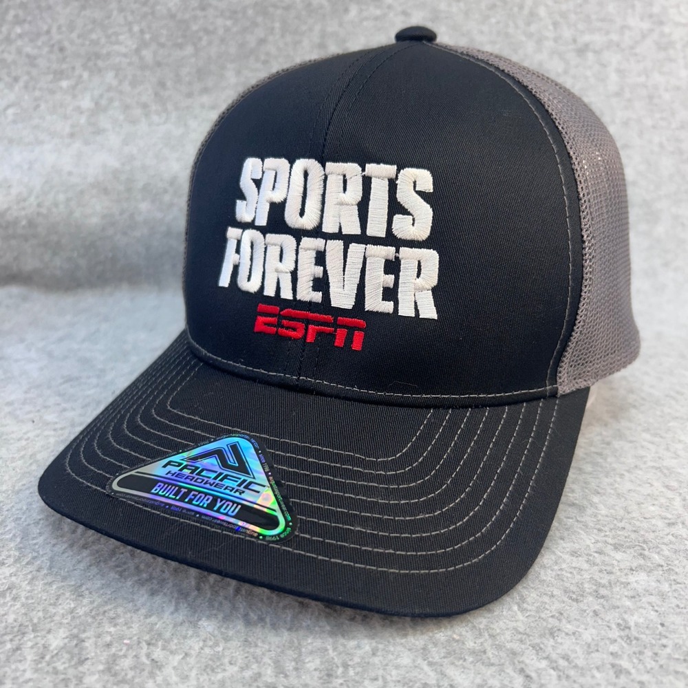 Sports Forever Mens Black Pacific Headwear ESPN Trucker Hat Snapback Cap OSFM
